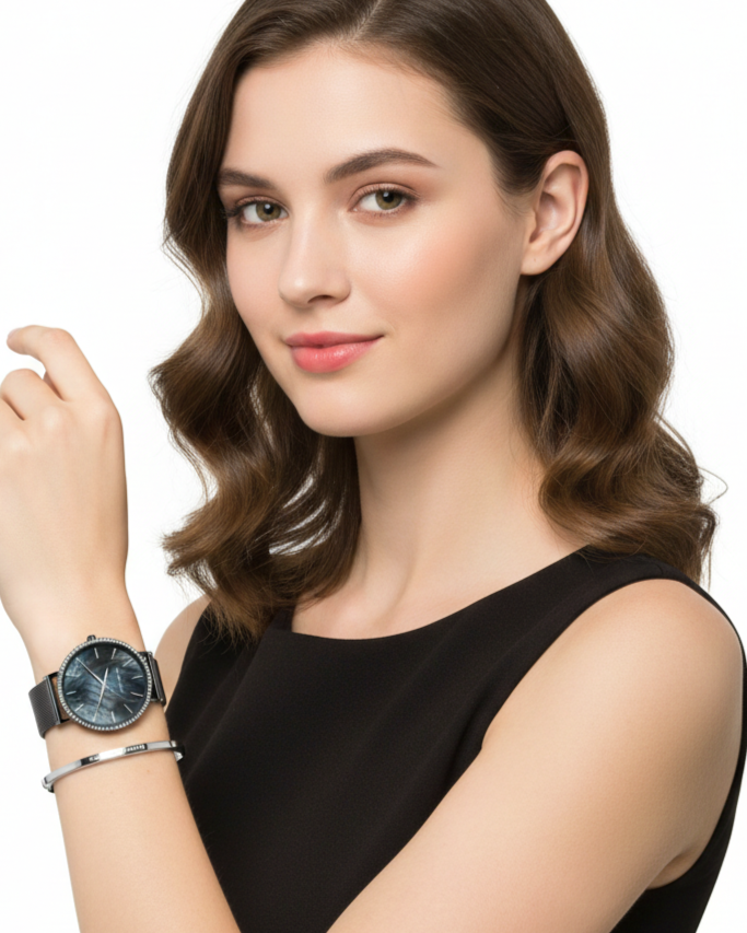 Relógio Feminino Montreval Silver Core + Bracelete Feminino Rígido Prata Montreval