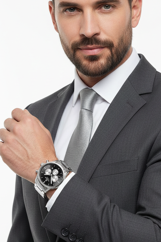 Relógio Masculino Montreval Silver Thunder – Design Atemporal em Aço