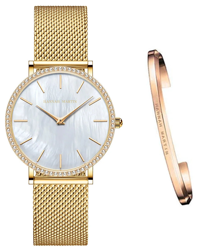 Relógio Feminino Montreval Silver Core + Bracelete Feminino Rígido Gold Montreval