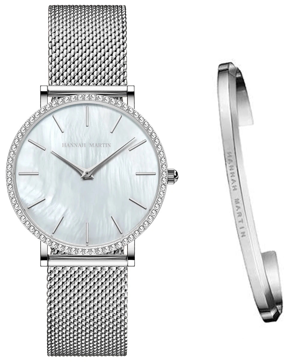 Relógio Feminino Montreval Silver Core + Bracelete Feminino Rígido Prata Montreval