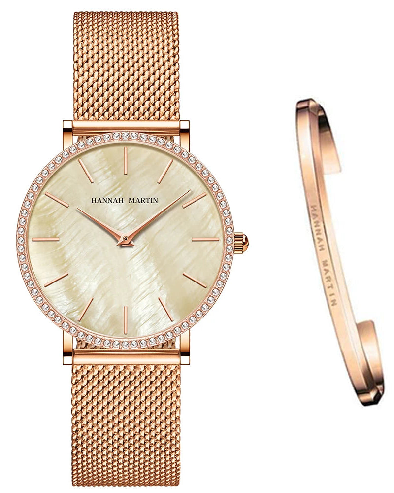 Relógio Feminino Montreval Silver Core + Bracelete Feminino Rígido Gold Montreval